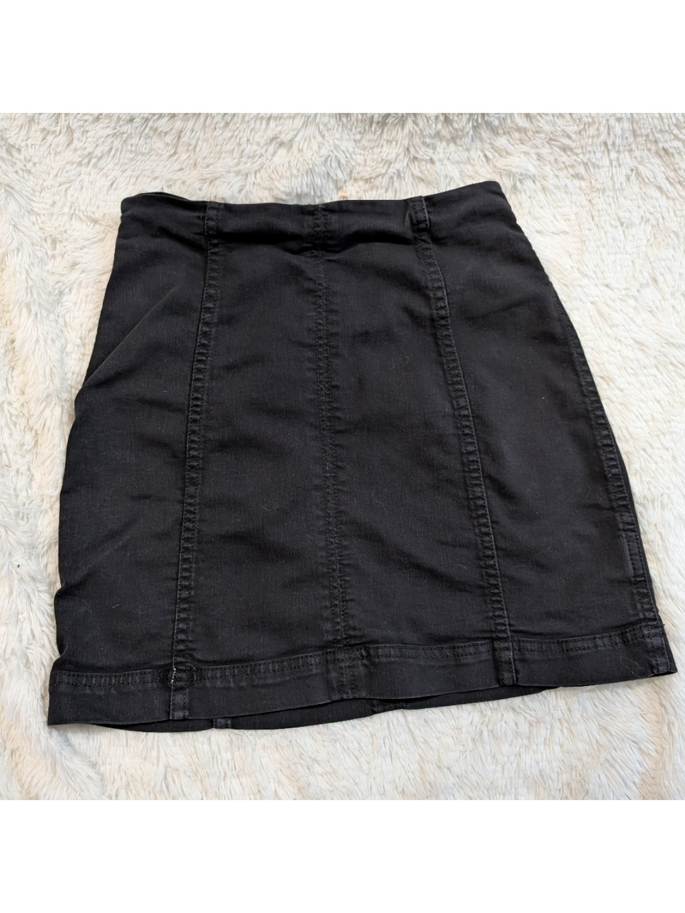 Free People Stretchy Paneled Black Pencil Denim Skirt Size 0